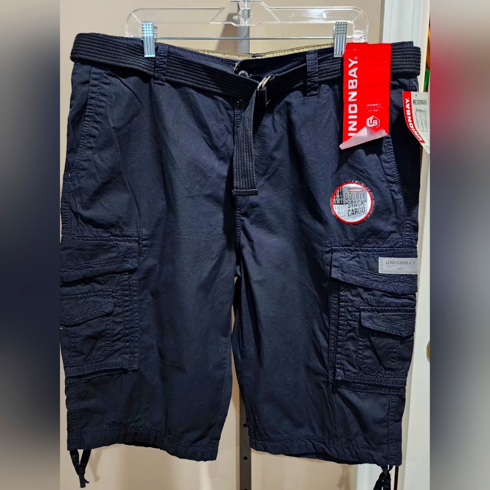 NWT Unionbay Cordova Messenger Belted Cargo Shorts Men's Size 38